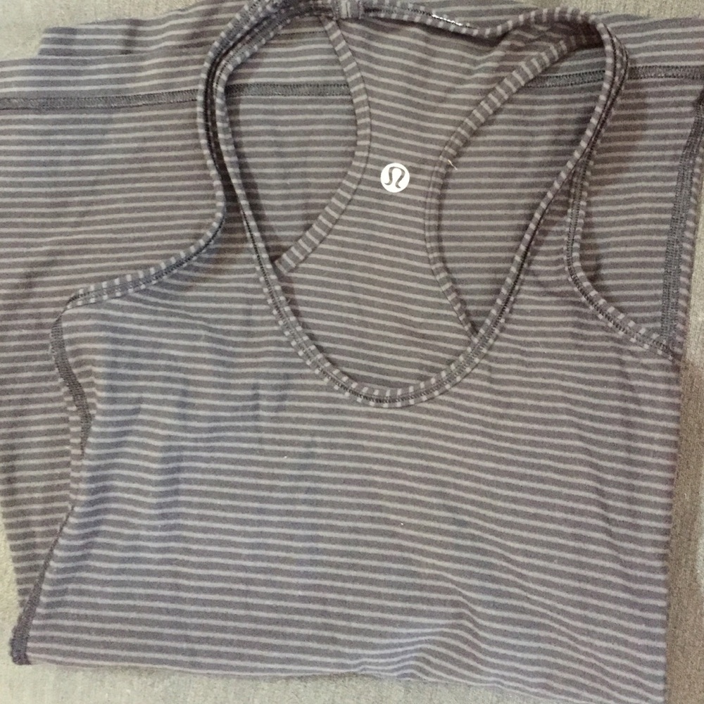 lululemon athletica Gray Striped Tank Top